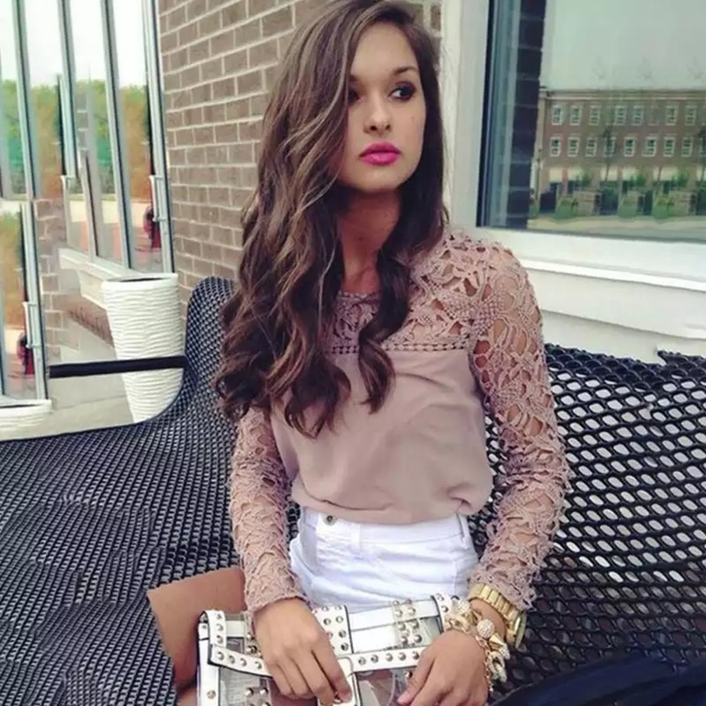 Lace nude blouse